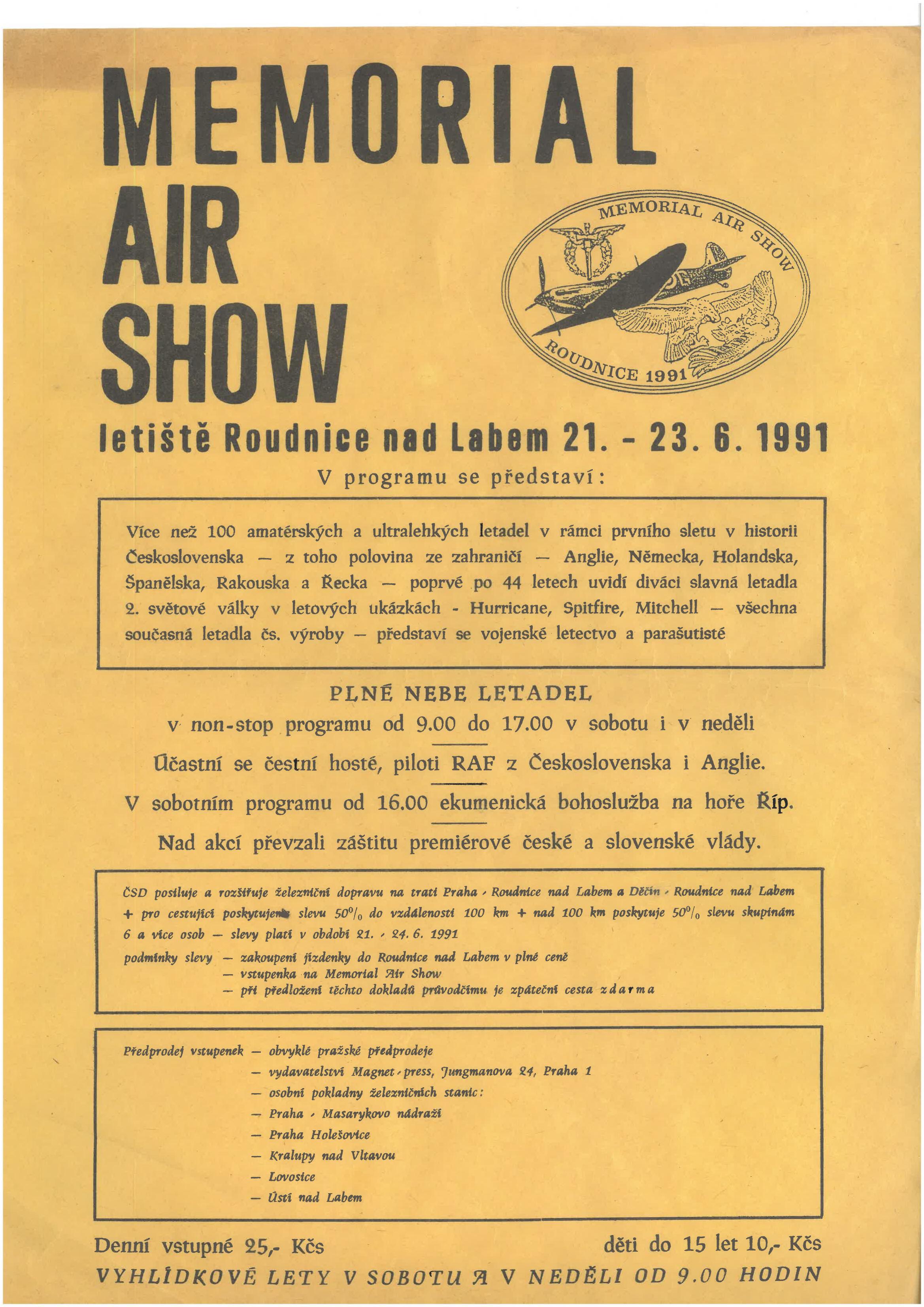Oficiální plakát Memorial Air Show 1991